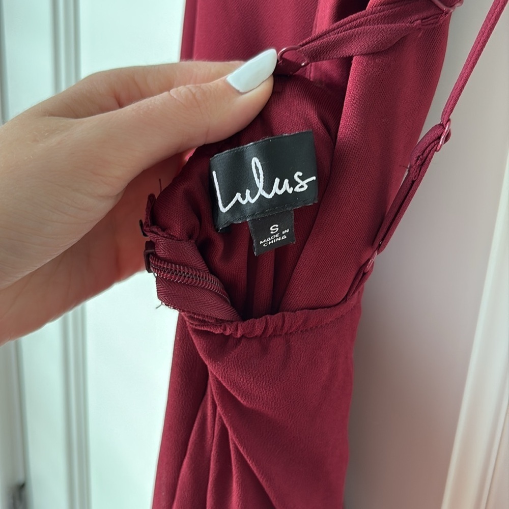 Lulu's Red Burgundy Strapless Open Back Bridesmaid Dress small - Picture 3 of 7